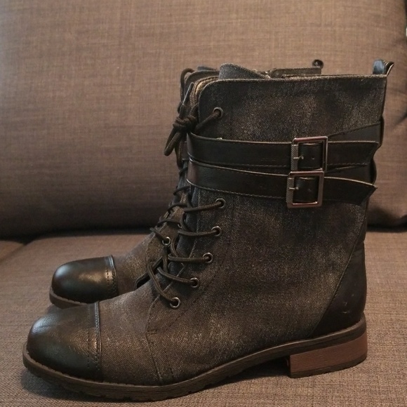 Shoes - NIB Combat Boots Black with Buckle